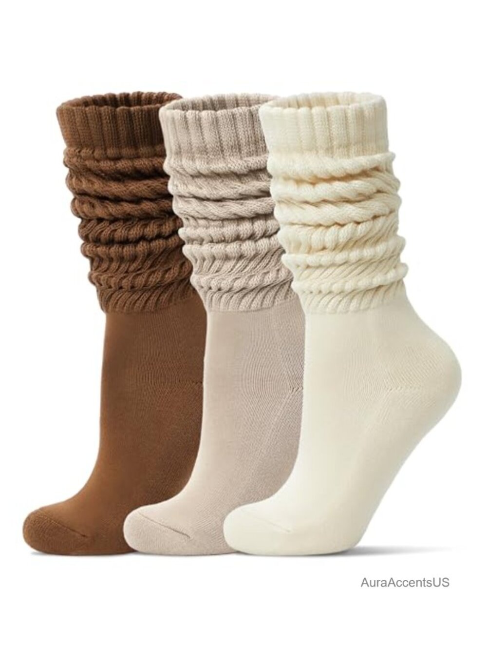 Slouch Socks Cotton Blend Knee-High Scrunch Boot Socks 3 Pairs